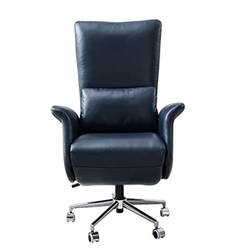 Tiiiopkvvv Ergonomischer Schreibtischstuhl, Chefsessel, Bürostuhl, Leder, Drehstuhl, höhenverstellbar, hohe Rückenlehne, Liegestuhl mit gepolsterter Armlehne und Fußstütze, Schwarz von Tiiiopkvvv