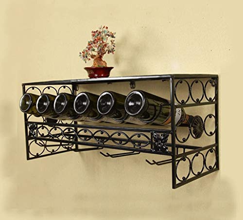 Tiiiopkvvv Europäisches Retro-Weinregal aus Schmiedeeisen, zum Aufhängen, Weinschrank/Weinglasregal, Bar, Wandregale, Decke, Weinhalter, Lagerregal von Tiiiopkvvv