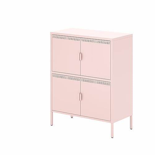 Tiiiopkvvv Funktionaler Aufbewahrungsschrank mit 4 Türen, aus Metall, mit 2 höhenverstellbaren Regalen und rutschfesten Füßen, für Zuhause, Büro, Schule, Garage, 101,5 cm H x 80 cm B x 40 cm T, Weiß Tiiiopkvvv Funktionaler Aufbewahrungsschrank mit 4 Türen, aus Metall, mit 2 höhenverstellbaren Regalen und rutschfesten Füßen, für Zuhause, Büro, Schule, Garage, 101,5 cm H x 80 cm B x 40 cm T, Weiß von Tiiiopkvvv