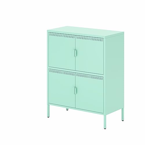 Tiiiopkvvv Funktionaler Aufbewahrungsschrank mit 4 Türen, aus Metall, mit 2 höhenverstellbaren Regalen und rutschfesten Füßen, für Zuhause, Büro, Schule, Garage, 101,5 cm H x 80 cm B x 40 cm T, Weiß Tiiiopkvvv Funktionaler Aufbewahrungsschrank mit 4 Türen, aus Metall, mit 2 höhenverstellbaren Regalen und rutschfesten Füßen, für Zuhause, Büro, Schule, Garage, 101,5 cm H x 80 cm B x 40 cm T, Weiß von Tiiiopkvvv