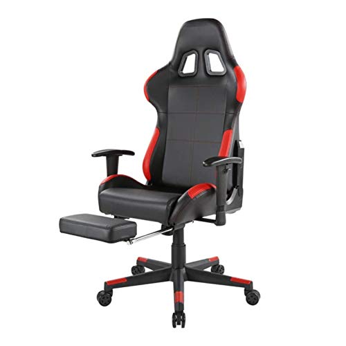 Tiiiopkvvv Gaming-Bürostuhl mit hoher Rückenlehne und Fußstütze, ergonomischer Renn-Stil, höhenverstellbar, Chefsessel, Computerstuhl, PU-Leder, Drehstuhl, Videospielstühle von Tiiiopkvvv