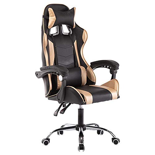 Tiiiopkvvv Gaming-Stuhl, Rennstuhl, Büro, Computer, Spielstuhl, ergonomische Rückenlehne und Sitzhöhenverstellung, Liegestuhl, Drehwippe mit Kopfstütze und Lendenwirbelsäule von Tiiiopkvvv