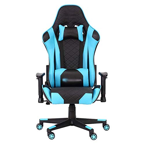 Tiiiopkvvv Gaming Stuhl PC Computer Game Stuhl Ergonomischer Bürostuhl Hohe Rückenlehne PU Leder Computer Schreibtisch Stuhl mit Lendenkissen und Kopfstütze von Tiiiopkvvv