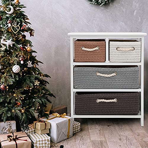 Tiiiopkvvv Generic Nachttisch für Schlafzimmer, 3-lagiger Couchtisch, Nachttisch mit 4 Rattan-Schubladen, Aufbewahrungsregal für weißer Nachttisch für Home Office Tiiiopkvvv Generic Nachttisch für Schlafzimmer, 3-lagiger Couchtisch, Nachttisch mit 4 Rattan-Schubladen, Aufbewahrungsregal für weißer Nachttisch für Home Office von Tiiiopkvvv