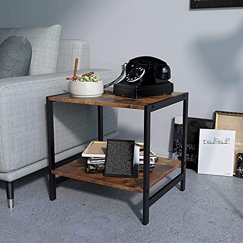 Tiiiopkvvv Generic Nachttisch für Schlafzimmer, Doppelter Kaffee und Tee, kleiner quadratischer Couchtisch, Retro-Stil, Beistelltisch und Nachttisch für Home Office von Tiiiopkvvv