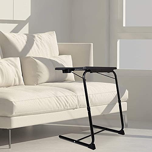 Tiiiopkvvv Generic Nachttisch für Schlafzimmer, Nachttisch, verstellbarer TV-Tablett, Tisch mit integriertem Getränkehalter, Tablett, Tischständer, zusammenklappbarer Laptoptisch für Home Office von Tiiiopkvvv