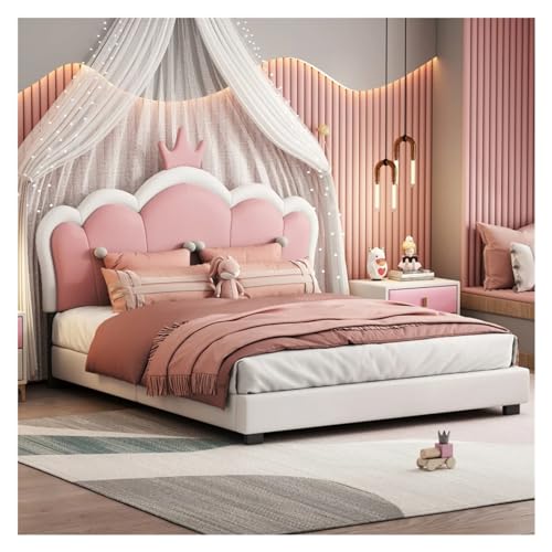 Tiiiopkvvv Gepolstertes Prinzessinnenbett mit Kopfteil, flache Nudeln, für Kinder, Doppelbett, Jugendliche, rutschfest (Doppel) von Tiiiopkvvv