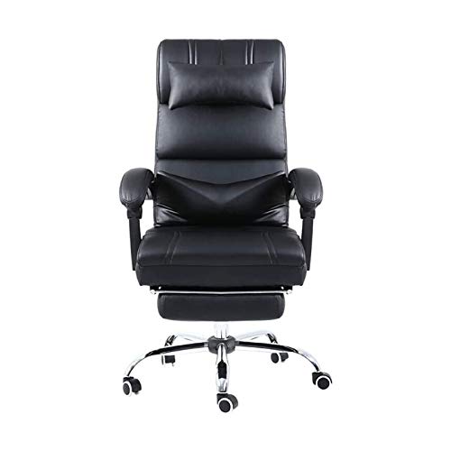Tiiiopkvvv Home-Office-Stuhl, ergonomischer Schreibtischstuhl, Computerstuhl mit Lendenwirbelstütze, Armlehne und Fußstütze, drehbar, hohe Rückenlehne, PU-Leder, Schwarz von Tiiiopkvvv