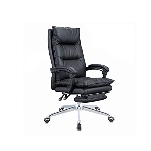 Tiiiopkvvv Home Office Stuhl Managerial Chefsessel Computer Gaming Stühle Liegestühle hohe Rückenlehne Lederstuhl mit Fußhocker schwarz von Tiiiopkvvv