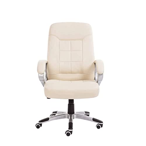 Tiiiopkvvv Kommerzieller ergonomischer Chefsessel mit hoher Rückenlehne und hochklappbaren Armlehnen und Motiv Lendenwirbelstütze, weißes PU-Leder Tiiiopkvvv Kommerzieller ergonomischer Chefsessel mit hoher Rückenlehne und hochklappbaren Armlehnen und Motiv Lendenwirbelstütze, weißes PU-Leder von Tiiiopkvvv