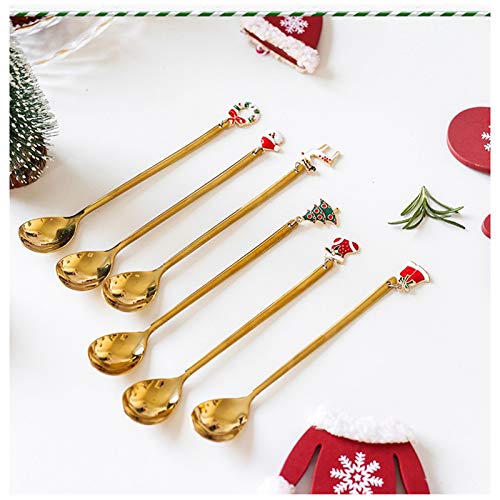 Tiiiopkvvv Löffel-Set 6-tlg. Edelstahl Kaffeelöffel Wassermelonenlöffel Löffel Kuchen Dessert Löffel Eislöffel Suppenköffel (Farbe: silber) (gold) von Tiiiopkvvv