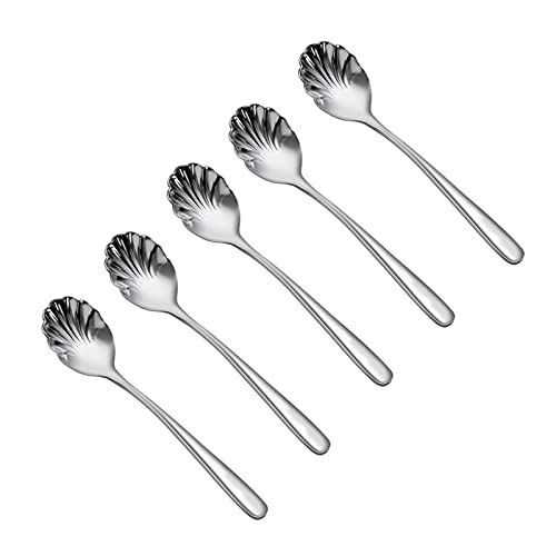 Tiiiopkvvv Löffel-Set mit 5 Eislöffeln – Dessertlöffel aus 304 Edelstahl, Rührkaffeelöffel, kreative, exquisite kleine Löffel, 15,2 cm Suppenlöffel (Farbe: B) (B) von Tiiiopkvvv