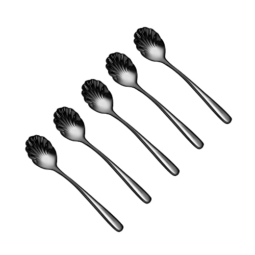 Tiiiopkvvv Löffel-Set mit 5 Eislöffeln – Dessertlöffel aus 304 Edelstahl, Rührkaffeelöffel, kreative, exquisite kleine Löffel, 15,2 cm Suppenlöffel (Farbe: B) (Messing) von Tiiiopkvvv