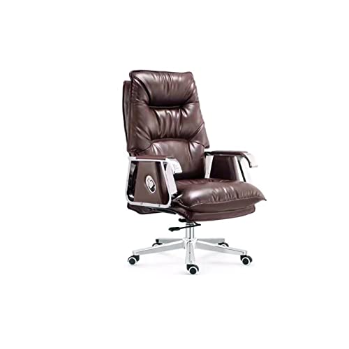 Tiiiopkvvv Managerial Chefsessel Schreibtischstuhl Ergonomische Computer-Gaming-Stühle mit Fußhocker Bequemer Lederstuhl (Farbe: Braun) von Tiiiopkvvv