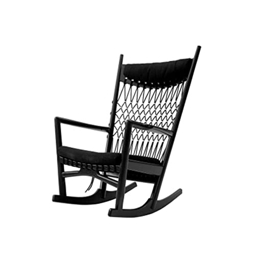 Tiiiopkvvv Moderner Einzel-Schaukelstuhl, Massivholzstoff, Lounge, Terrasse, Liege, verlängerte Rückenlehne mit Fußstütze von Tiiiopkvvv