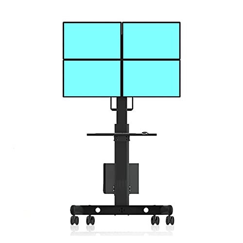 Tiiiopkvvv Monitorständer Quad-Bildschirm Monitorständer Halterung Bodenstehender Monitorständer mit leisem Rollmonitor Mobiler Wagen mit Tastatur und Host-Halterung Schwarz Monitor Riser (17 Zoll) von Tiiiopkvvv
