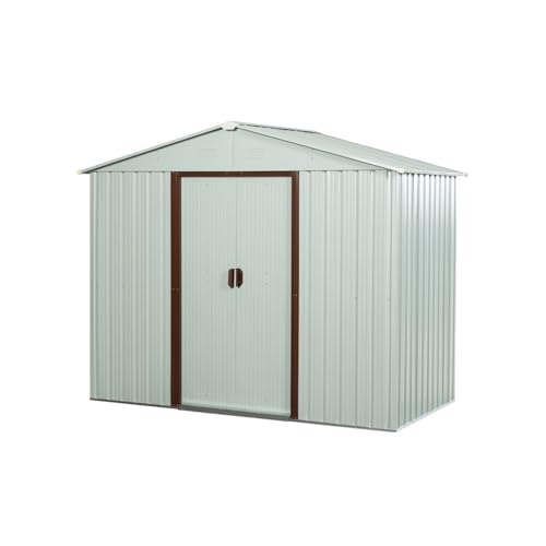 Tiiiopkvvv Outdoor Lagerschuppen Outdoor 2.4m x 1.2m Metall Lagerschuppen mit Fenster, Konstruktion und Einfach zu Montieren, für Hinterhof, Rasen, Garten Garten Werkzeughaus (A) von Tiiiopkvvv
