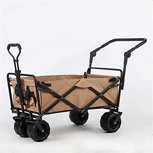 Tiiiopkvvv Outdoor Utility Wagon Folding Garden Beach Ping Camping Cart Garden Troey Carts Foldable Wagon Troey (Color : Gray Size : One Siz) (Brown One Size) von Tiiiopkvvv