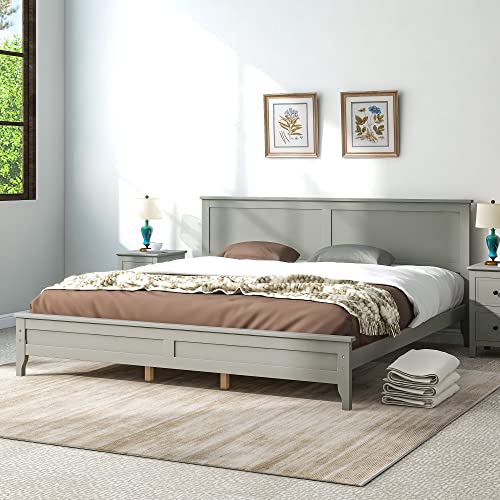 Tiiiopkvvv Plattformbett aus Kiefernholz mit 10 stabilen Latten und soliden konischen Beinen, Kopfteil und niedrigem Profil-Fußteil, kein Boxspringbett erforderlich, 210,8 x 205,7 x 97 cm (L x B x H Tiiiopkvvv Plattformbett aus Kiefernholz mit 10 stabilen Latten und soliden konischen Beinen, Kopfteil und niedrigem Profil-Fußteil, kein Boxspringbett erforderlich, 210,8 x 205,7 x 97 cm (L x B x H von Tiiiopkvvv