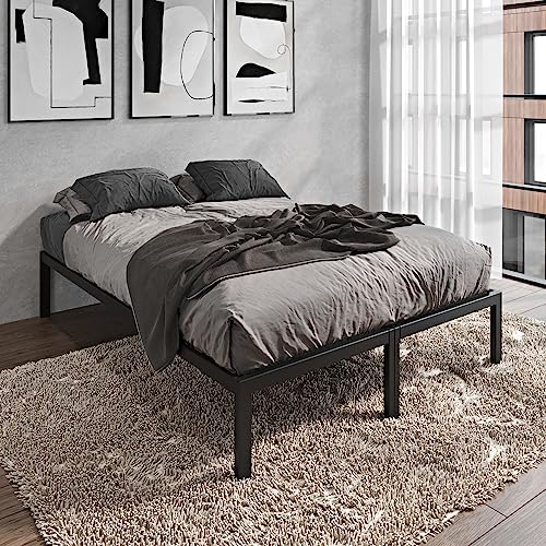 Tiiiopkvvv Robustes Metallbett in voller Größe, mit stabilen, geräuschfreien Holzlatten und großem Stauraum unter dem Bett, kein Boxspringbett erforderlich, 194 cm L x 141 cm B x 36 cm H, Schwarz Tiiiopkvvv Robustes Metallbett in voller Größe, mit stabilen, geräuschfreien Holzlatten und großem Stauraum unter dem Bett, kein Boxspringbett erforderlich, 194 cm L x 141 cm B x 36 cm H, Schwarz von Tiiiopkvvv