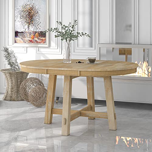 Tiiiopkvvv Runder Esstisch aus Holz mit ausziehbarer Tischplatte, eleganter stabiler Küchentisch 106,7 cm L x 106,7 cm B x 76,2 cm H (ausgezogen 147,3 cm L x 106,7 cm B x 76,2 cm H), Espresso (runder von Tiiiopkvvv
