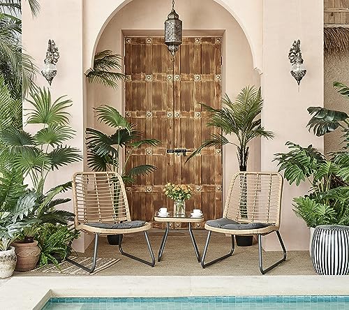 Tiiiopkvvv Santiago 3-teiliges Outdoor Natur PE Rattan Boho Gesprächsset mit grauen Kissen 2 Stühlen und Beistelltisch mit Glasplatte für Garten Balkon Hinterhof Rasen Outdoor Tiiiopkvvv Santiago 3-teiliges Outdoor Natur PE Rattan Boho Gesprächsset mit grauen Kissen 2 Stühlen und Beistelltisch mit Glasplatte für Garten Balkon Hinterhof Rasen Outdoor von Tiiiopkvvv