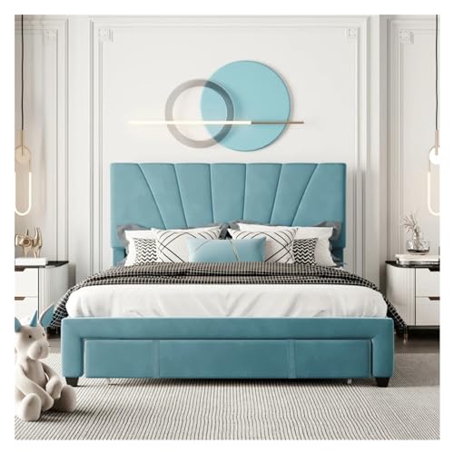 Tiiiopkvvv Schlafzimmer mit Schublade, gepolsterte Plattform, bequem, Einzelbett, Doppelbett, weiche Rückseite, Erwachsenen- und Jugendbetten, rutschfest (B Einheitsgröße) von Tiiiopkvvv