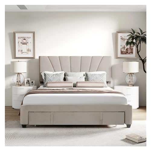 Tiiiopkvvv Schlafzimmer mit Schublade, gepolsterte Plattform, bequem, Einzelbett, Doppelbett, weiche Rückseite, Erwachsenen- und Jugendbetten, rutschfest (Einheitsgröße) von Tiiiopkvvv