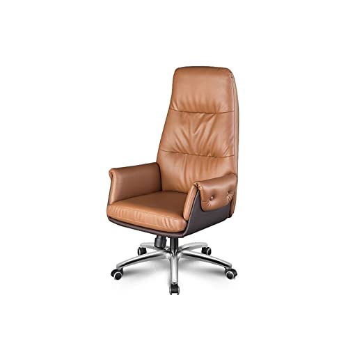 Tiiiopkvvv Schreibtischstühle für Zuhause, Büro, Rindsleder, verstellbar, mit verstellbarer Rückenlehne, Chefsstuhl, Computer-Gaming-Stühle von Tiiiopkvvv