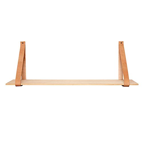 Tiiiopkvvv Schweberegale, dekoratives Wandregal im Retro-Stil, schlichtes Massivholz, Ledergürtel, Multifunktions-Laminat-Bücherregal Tiiiopkvvv Schweberegale, dekoratives Wandregal im Retro-Stil, schlichtes Massivholz, Ledergürtel, Multifunktions-Laminat-Bücherregal von Tiiiopkvvv