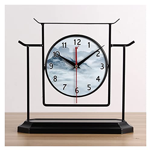 Tiiiopkvvv Tischuhr Tischuhr Tischuhr Neue chinesische Stil Uhren Zuhause Wohnzimmer Display Ornamente Retro Uhr Schreibtischuhr 30,5 cm Uhr (Farbe: 6) (10) von Tiiiopkvvv