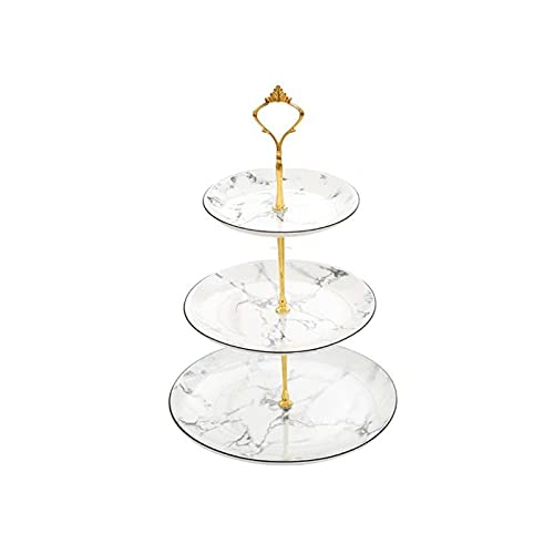 Tiiiopkvvv Tortenständer 3-stöckig Tortenständer mit Metallkronengriff Keramik Desserttisch Abnehmbarer Cupcake Display Ständer Hochzeit Party Gebäck Tablett Metall Kuchenständer von Tiiiopkvvv