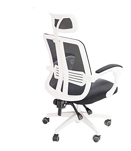 Tiiiopkvvv Verstellbarer Bürostuhl, ergonomischer Netzstuhl, hohe Rückenlehne, Computer-Schreibtischstuhl mit hohem Rückprallsitz und verstellbarer Kopfstütze (Farbe: Weiß) von Tiiiopkvvv