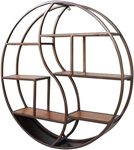Tiiiopkvvv Wandmontiertes Trennwandregal, rundes Eisen-Wandregal für Wohnzimmer, Schlafzimmer, verwendet für Bücherregale, einfach zu installierendes Aufbewahrungsregal (Farbe: schwarz) (rotes Kupfer) von Tiiiopkvvv