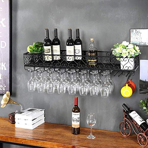 Tiiiopkvvv Wandmontiertes Weinregal aus Eisen, Wandregal, Bars, Wohnzimmer, Hotels, Restaurants, Dekoration, Regal, Lagerregal (Farbe: Schwarz, Größe: 10025 cm) von Tiiiopkvvv