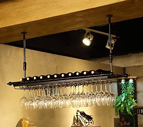 Tiiiopkvvv Weinregal, höhenverstellbar, zum Aufhängen, metallisches Eisen, Flaschenhalter, Weinglashalter, Kelchregal, einfach zu installieren, Lagerregal (Größe: 6030 cm) von Tiiiopkvvv