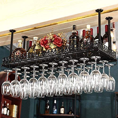 Tiiiopkvvv Weinregal, industrieller Wind, Retro, hängendes Weinglasregal, europäisches Weinglas, kopfüber zum Aufhängen, Becherhalter, einfach zu installieren, Lagerregal (Größe: L 60 B x 35 cm) Tiiiopkvvv Weinregal, industrieller Wind, Retro, hängendes Weinglasregal, europäisches Weinglas, kopfüber zum Aufhängen, Becherhalter, einfach zu installieren, Lagerregal (Größe: L 60 B x 35 cm) von Tiiiopkvvv