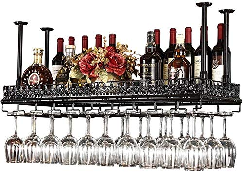 Tiiiopkvvv Weinregal, industrieller Wind, Retro, hängendes Weinglasregal, europäisches Weinglas, kopfüber zum Aufhängen, Becherhalter, einfach zu installieren, Lagerregal (Größe: L 60 B x 35 cm) Tiiiopkvvv Weinregal, industrieller Wind, Retro, hängendes Weinglasregal, europäisches Weinglas, kopfüber zum Aufhängen, Becherhalter, einfach zu installieren, Lagerregal (Größe: L 60 B x 35 cm) von Tiiiopkvvv