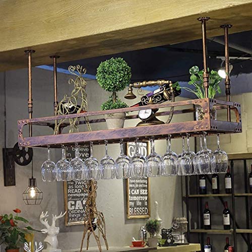 Tiiiopkvvv Weinregal, industrieller Wind, Retro, hängendes Weinglasregal, europäisches Weinglas, kopfüber zum Aufhängen, Becherhalter, einfach zu installieren, Lagerregal (Größe: L 60 B x 35 cm) Tiiiopkvvv Weinregal, industrieller Wind, Retro, hängendes Weinglasregal, europäisches Weinglas, kopfüber zum Aufhängen, Becherhalter, einfach zu installieren, Lagerregal (Größe: L 60 B x 35 cm) von Tiiiopkvvv
