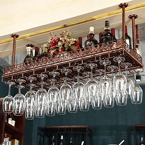 Tiiiopkvvv Weinregal, industrieller Wind, Retro, hängendes Weinglasregal, europäisches Weinglas, kopfüber zum Aufhängen, Becherhalter, einfach zu installieren, Lagerregal (Größe: L 80 B x 35 cm) Tiiiopkvvv Weinregal, industrieller Wind, Retro, hängendes Weinglasregal, europäisches Weinglas, kopfüber zum Aufhängen, Becherhalter, einfach zu installieren, Lagerregal (Größe: L 80 B x 35 cm) von Tiiiopkvvv