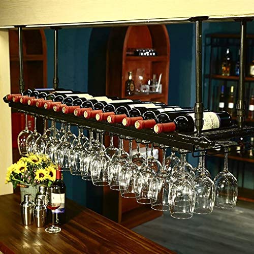 Tiiiopkvvv Weinregal, industrieller Wind, Retro, hängendes Weinglasregal, europäisches Weinglas, kopfüber zum Aufhängen, Getränkehalter, einfach zu installieren, Lagerregal (Farbe: Schwarz, Größe: L Tiiiopkvvv Weinregal, industrieller Wind, Retro, hängendes Weinglasregal, europäisches Weinglas, kopfüber zum Aufhängen, Getränkehalter, einfach zu installieren, Lagerregal (Farbe: Schwarz, Größe: L von Tiiiopkvvv