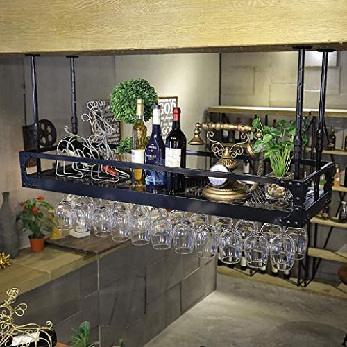 Tiiiopkvvv Weinregal, industrieller Wind, Retro, hängendes Weinglasregal, europäisches Weinglas, kopfüber zum Aufhängen, Getränkehalter, einfach zu installieren, Lagerregal (Größe: L 80 B x B) 60 x 35 von Tiiiopkvvv