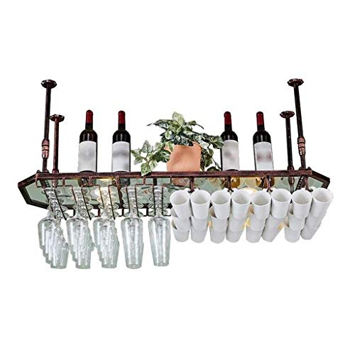 Tiiiopkvvv Weinregal Decke Weinregale Hängender Weinglashalter Vintage Weinflaschenhalter Rustikaler Wandmontierter Weinhalter Stielglashalter Lagerregal (Farbe: Bronze, Größe: 8035 cm) von Tiiiopkvvv