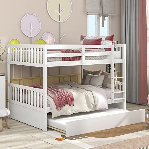 Vollholz-Etagenbett mit eingebauter Leiter und ausziehbarem Ausziehbett, Sicherheitsschienen am oberen Lattenstützsystem, kein Boxspringbett erforderlich, 202 cm L x 150,4 cm B x 152 cm H, Grau (weiß Vollholz-Etagenbett mit eingebauter Leiter und ausziehbarem Ausziehbett, Sicherheitsschienen am oberen Lattenstützsystem, kein Boxspringbett erforderlich, 202 cm L x 150,4 cm B x 152 cm H, Grau (weiß von Tiiiopkvvv