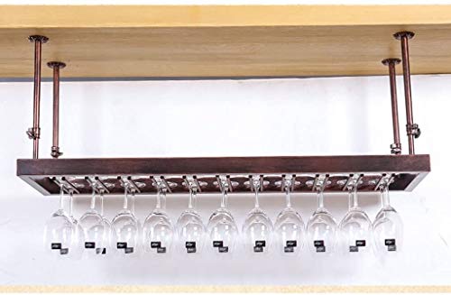Weinregale Eisen Retro Industriestil Bar Restaurant Hängender Becherhalter Bar Dekoration Weinregale Weinbecherhalter Einfach zu installieren Lagerregal (Farbe: Braun, Größe: 12035 cm) (Braun 60 x 35 von Tiiiopkvvv