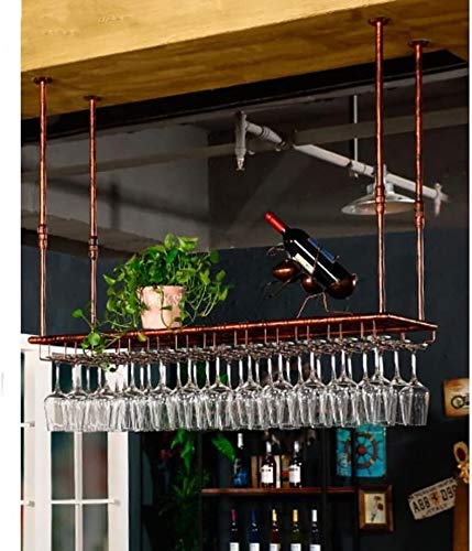 Weinregale Eisen Retro Industriestil Bar Restaurant Hängender Becherhalter Bar Dekoration Weinregale Weinbecherhalter Einfach zu installieren Lagerregal (Farbe: Braun, Größe: 6035 cm) (Braun 100 x 35 von Tiiiopkvvv
