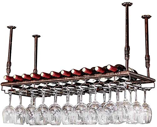 Weinregale Eisen Retro Industriestil Bar Restaurant Hängender Becherhalter Bar Dekoration Weinregale Weinbecherhalter Einfach zu installieren Lagerregal (Farbe: Braun, Größe: 6035 cm) (Braun 80 x 35 von Tiiiopkvvv