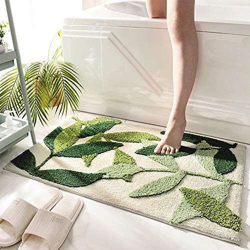 Dekorative Badteppiche, 45,7 x 66 cm, kleine Badezimmermatten für Badewanne, Waschbecken, wasserabsorbierend, rutschfest, Mikrofaser, Dusche, grüner Teppich für Eingang, Innenbereich, Fußmatten, grüne Blätter Dekorative Badteppiche, 45,7 x 66 cm, kleine Badezimmermatten für Badewanne, Waschbecken, wasserabsorbierend, rutschfest, Mikrofaser, Dusche, grüner Teppich für Eingang, Innenbereich, Fußmatten, grüne Blätter von Tiita