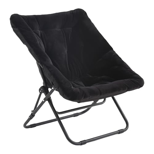 Tiita Untertassenstuhl ohne Ottomane, weicher übergroßer Klappstuhl aus Kunstfell, weicher pelziger Loungesessel, Mondstuhl mit Metallrahmen für Schlafzimmer, Wohnzimmer, Wohnheim, Garten und Hof von Tiita