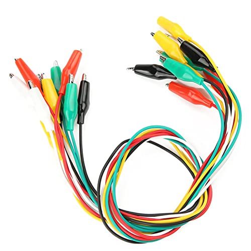 Krokodilklemmenkabel, 10 Stück 50 cm Messleitung Set Prüfleitungen Doppelendige Krokodilklemmen Isolierte Prüfkabel Doppelklemmen Farbige Doppelseitige Kabel Verlängerungskabel Multimeter von Tiiyee